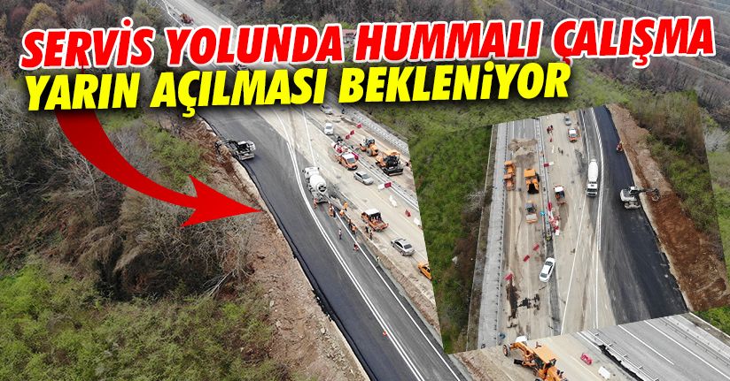 Heyelan olan yolda ki çalışmalar havadan görüntülendi