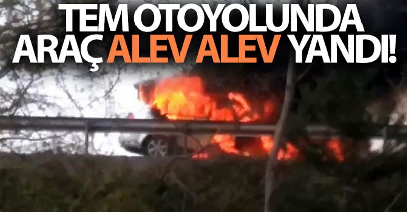 TEM Otoyolunda araç alev alev yandı!