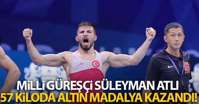 Milli güreşçi Süleyman Atlı 57 kiloda altın madalya kazandı