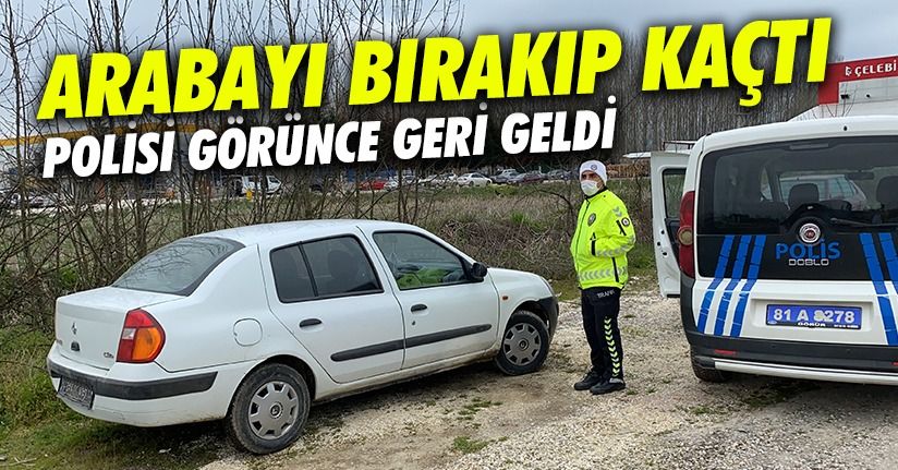 Ehliyetsiz Sürücü Polisi Görünce Aracı Bırakıp Kaçtı