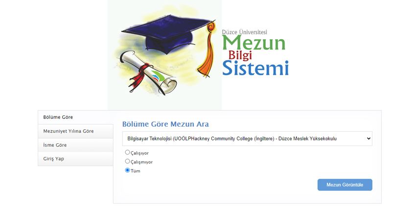 Düzce üniversitesi mezun bilgi sistemini hizmete sundu