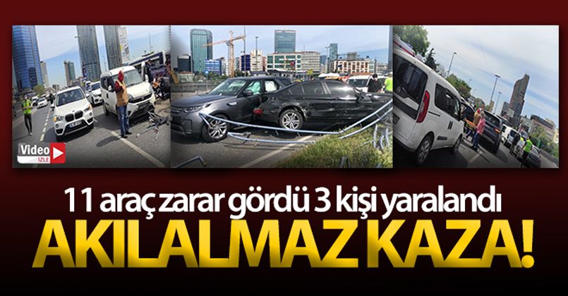 11 aracın karıştığı akılalmaz kaza kamerada: 4 yaralı