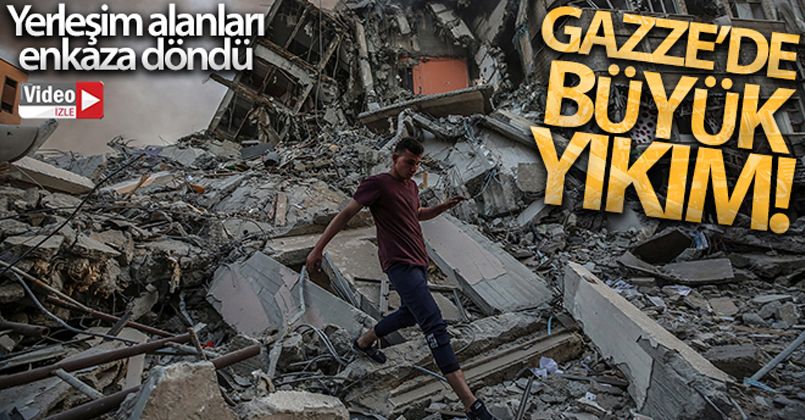 İsrail saldırılarının hedefi Gazze'de yıkım görüntülendi