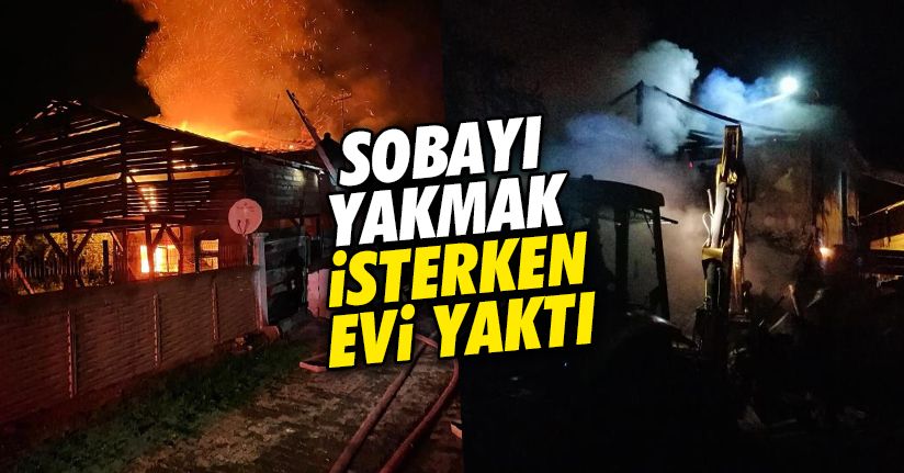 Alevlerin arasında kalan vatandaş hastaneye kaldırıldı