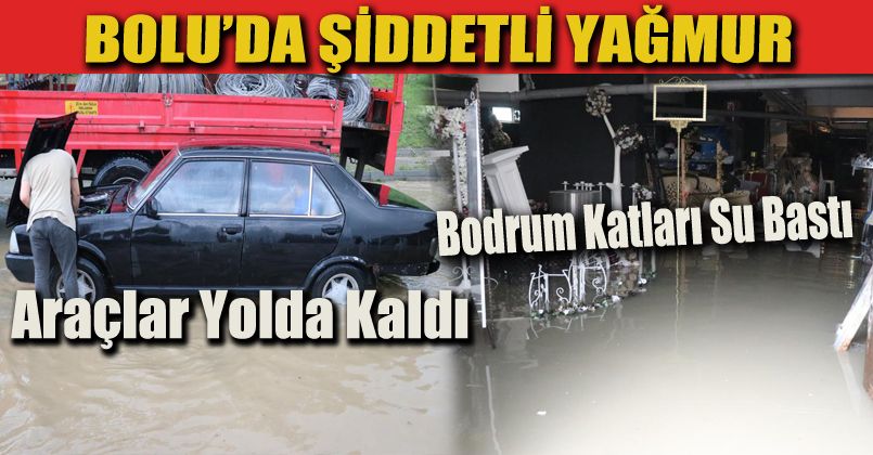 Şiddetli yağmur caddeleri suyla doldurdu