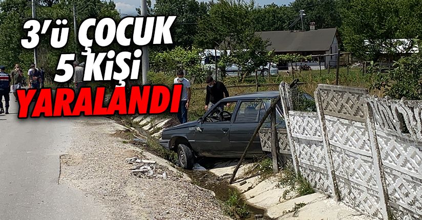 Su kanalına uçan otomobilde 3’ü çocuk 5 kişi yaralandı
