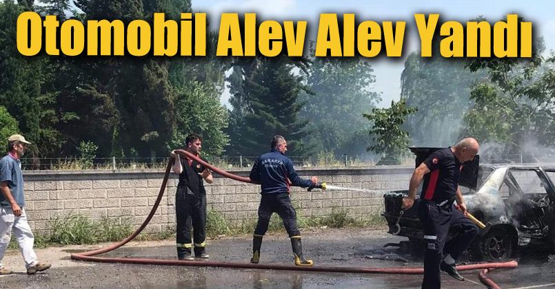 Otomobil alev alev yandı