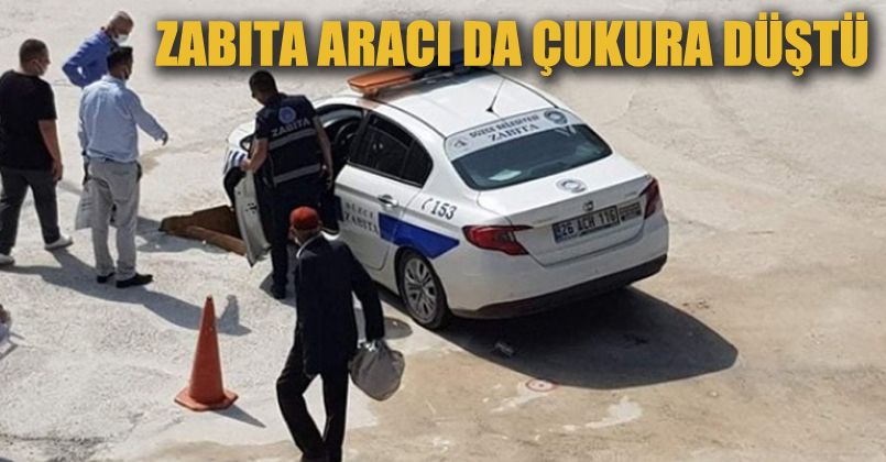 Zabıta Aracıda Çukura Düştü
