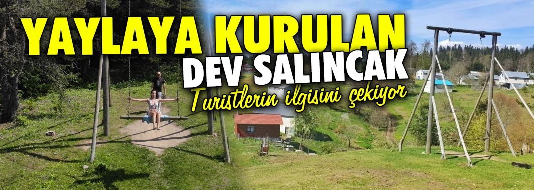 Tepeye kurulan salıncak büyük ilgi görüyor