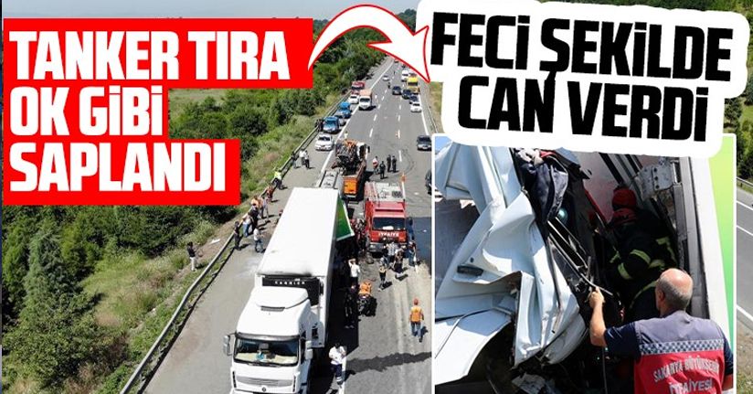 Tanker Tıra Ok Gibi Saplandı, 1 Ölü