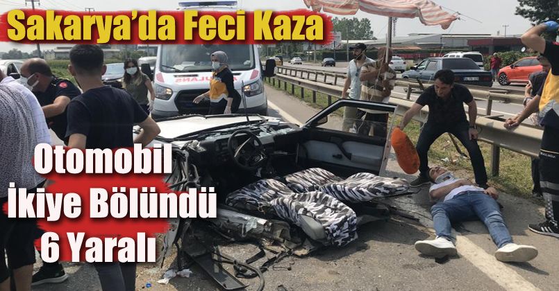 D100’de feci kaza, otomobil ikiye bölündü: 6 yaralı