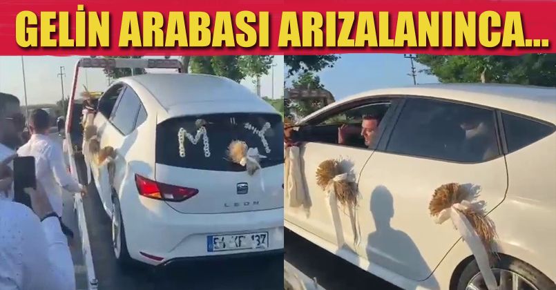 Düğün salonuna çekicinin üzerinde gittiler