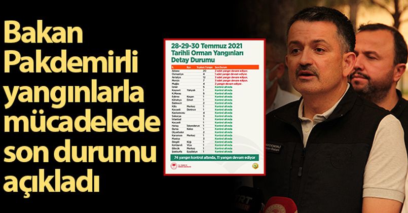 Bakan Pakdemirli: 'Toplam 85 orman yangınından 74 tanesi kontrol altına alındı'