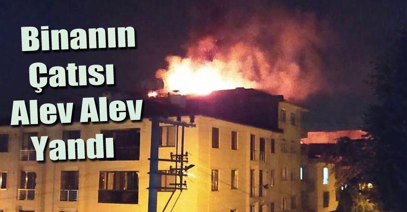 5 katlı binanın çatısı alev alev yandı