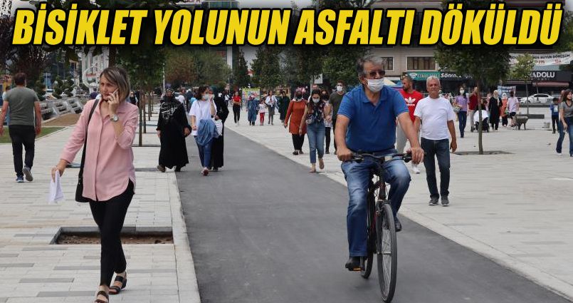 Bisiklet yolunun asfaltı döküldü