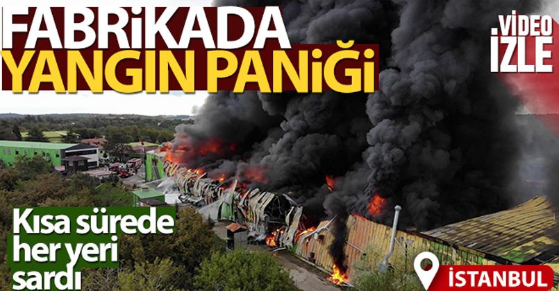 Şile'de alevlere teslim olan fabrika havadan görüntülendi
