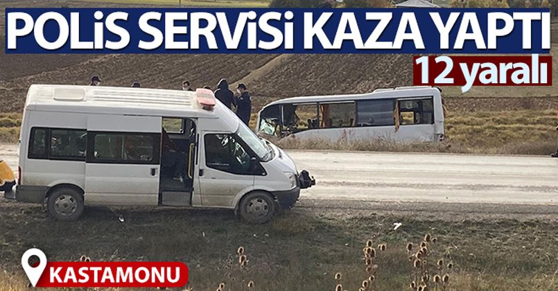 Kastamonu'da polis memurlarını taşıyan midibüs kaza yaptı: 12 yaralı