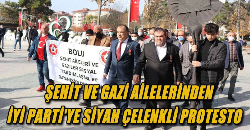 Şehit ve gazi ailelerinden İYİ Parti'ye siyah çelenkli protesto