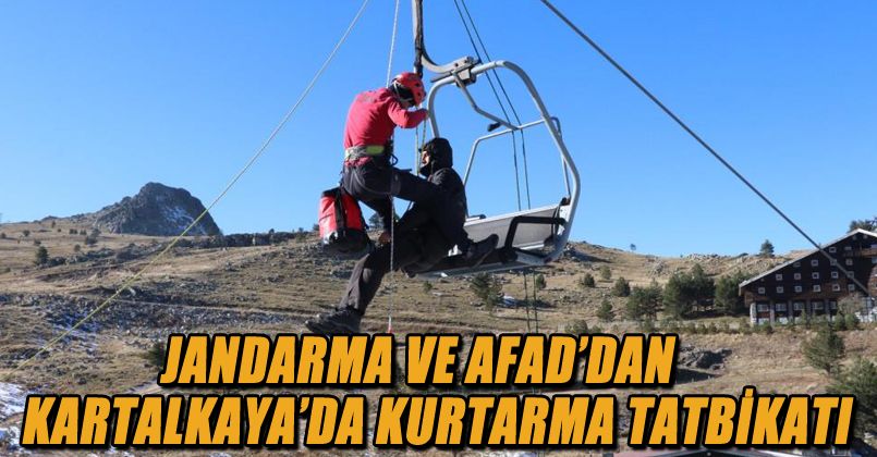 Jandarma ve AFAD’dan Kartalkaya’da kurtarma tatbikatı