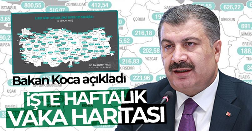 İllere göre haftalık vaka haritası açıklandı! 8-14 Ocak