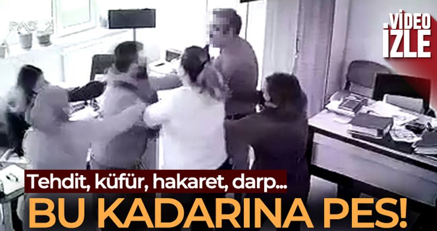 Önce kadın memura hakaret etti, sonra ayırmaya çalışan memura kafa attı