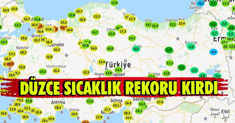 Düzce Sıcaklık Rekoru Kırdı